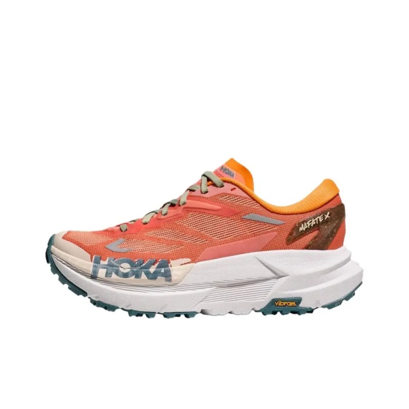 HOKA ONE ONE Mafate X Men Women Sneakers Comfort Lightweight Low Top Outdoor Trail Trainers VIBRAM Rubber Sole Orange Color Comes With Box