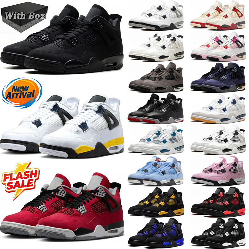 With Box Designer 4 4s Basketball Shoes Men Women Tour Yellow Black Cat Toro Bravo Navy White Cement Thunder Bred Oreo d h gate Mens Trainers Outdoo