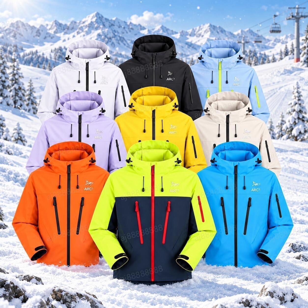Arcteryxilly Unisex Waterproof Ski Jacket Windproof Breathable Hooded Snowboarding Shell Outdoor Winter Sports Coat