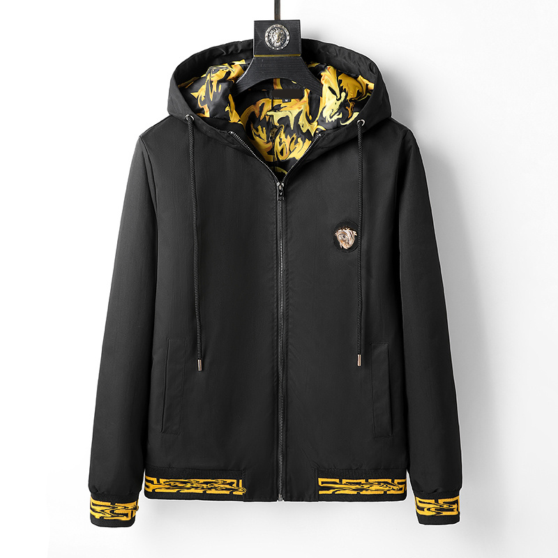 Letter print jacket, casual jacket, long-sleeved zipper hooded sweater, fashionable coat, fall-winter outerwear, men's trench coat, hip-hop str