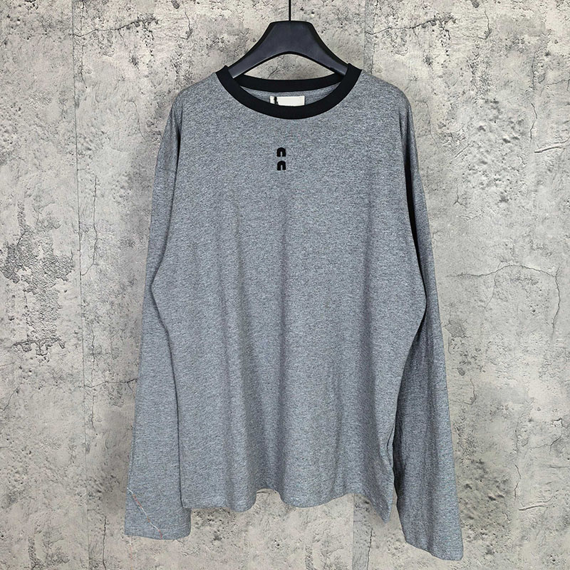 Basic Women Letters Contrast Color t Shirt Designer Unisex Long Sleeve Oversize Tops Casual Daily Street Style Preppy Style Lovers Tees