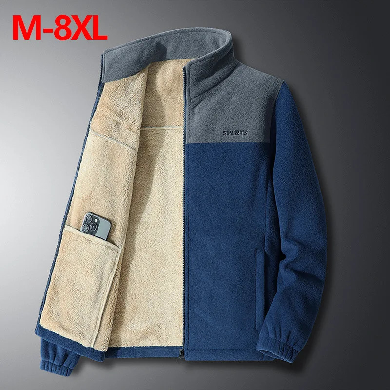 Winter Mens Fleece Warm Jackets Casual Man Thicken Windbreaker Coats Men Sports Soft Shell Stand Collar Tactical 8XL 260901