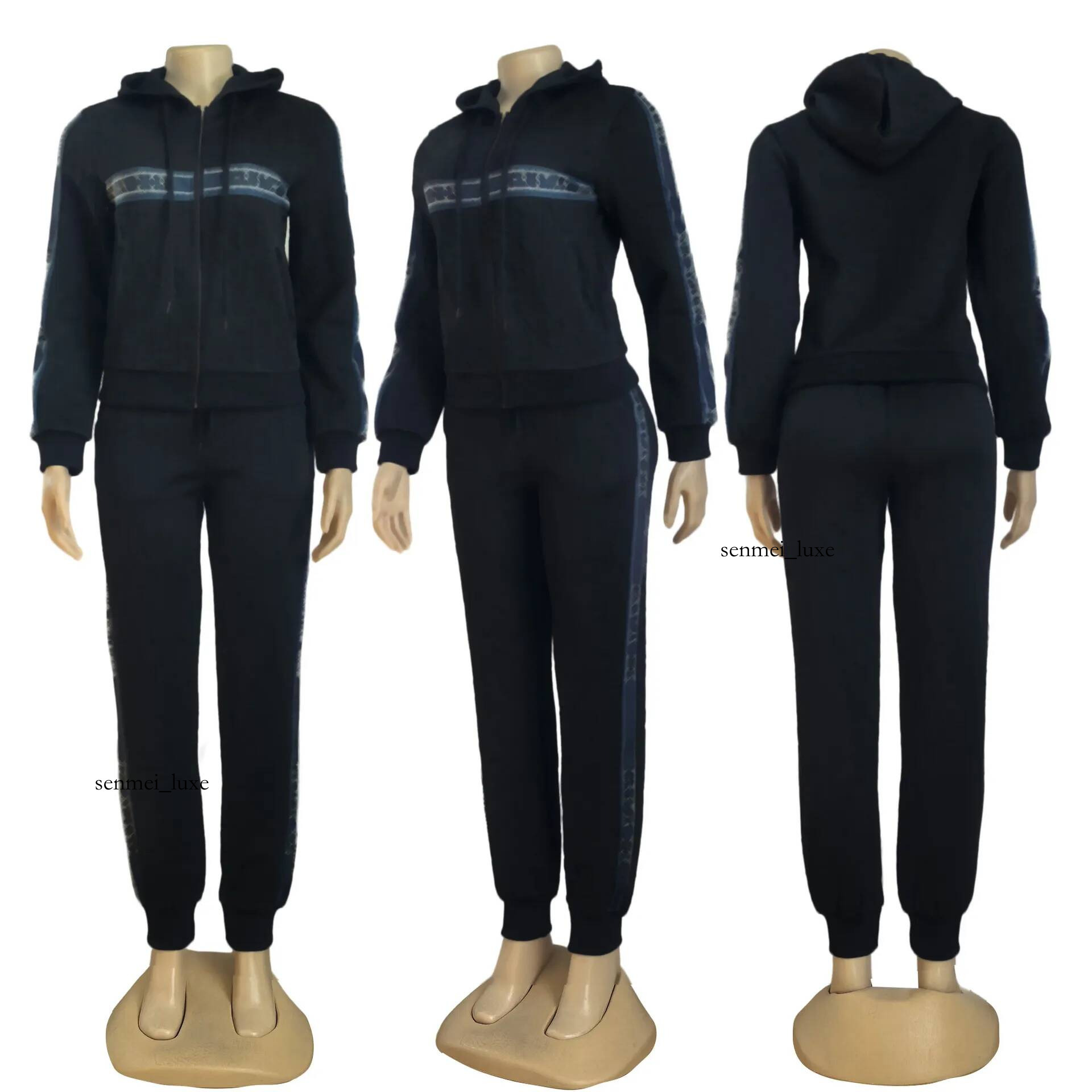 2025 Embossing Hooded Tracksuit Women Zipper Jacket And Pants Two Piece Sets Spring Autumn Long Sleeve Clothing Set Women