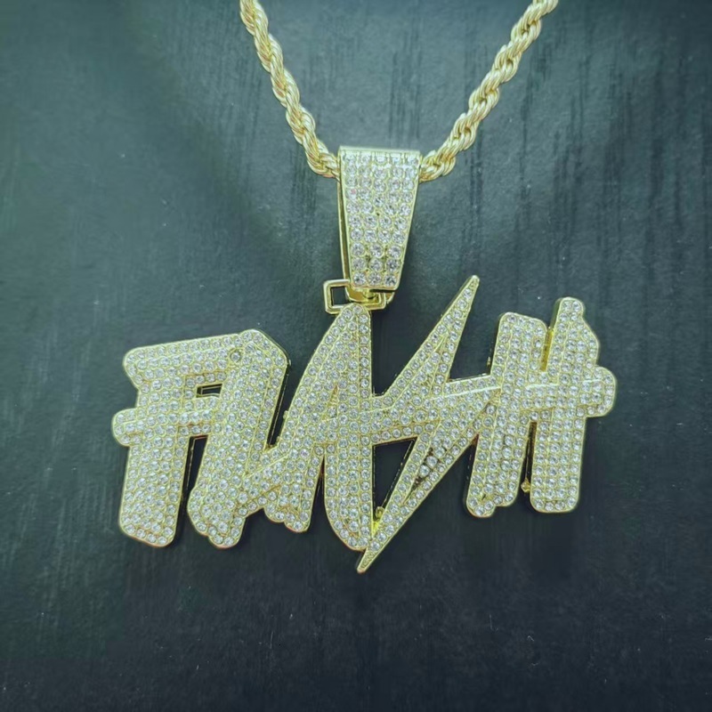 Collares colgantes transfronterizos europeo americano, estilo hip-hop, con adornos de circonitas cúbicas, diseños personalizados tanto para hombres