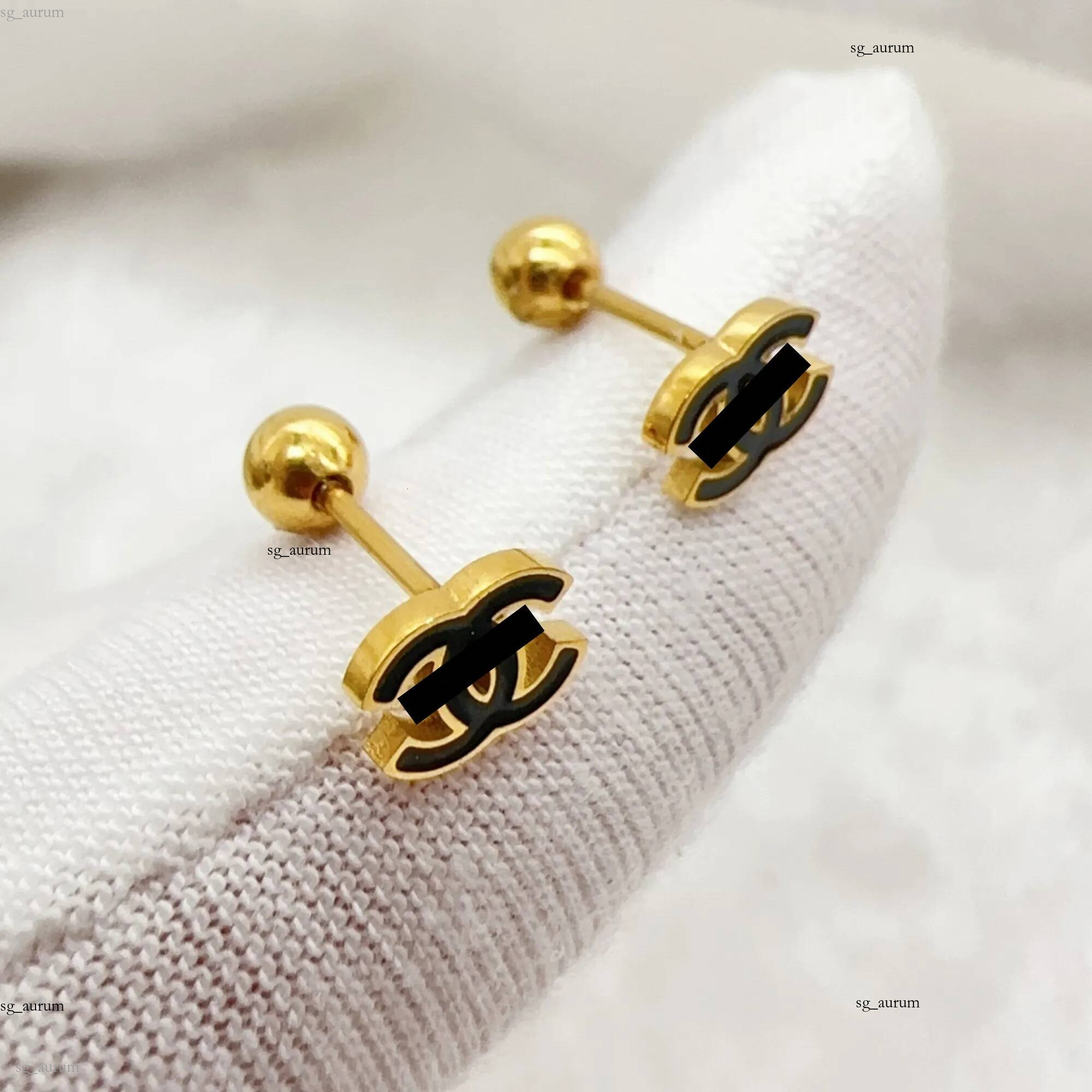 Gold Color Luxury Designer Cute Size Ball Trendy Studs Titanium Steel Fashion Earrings For Men Women