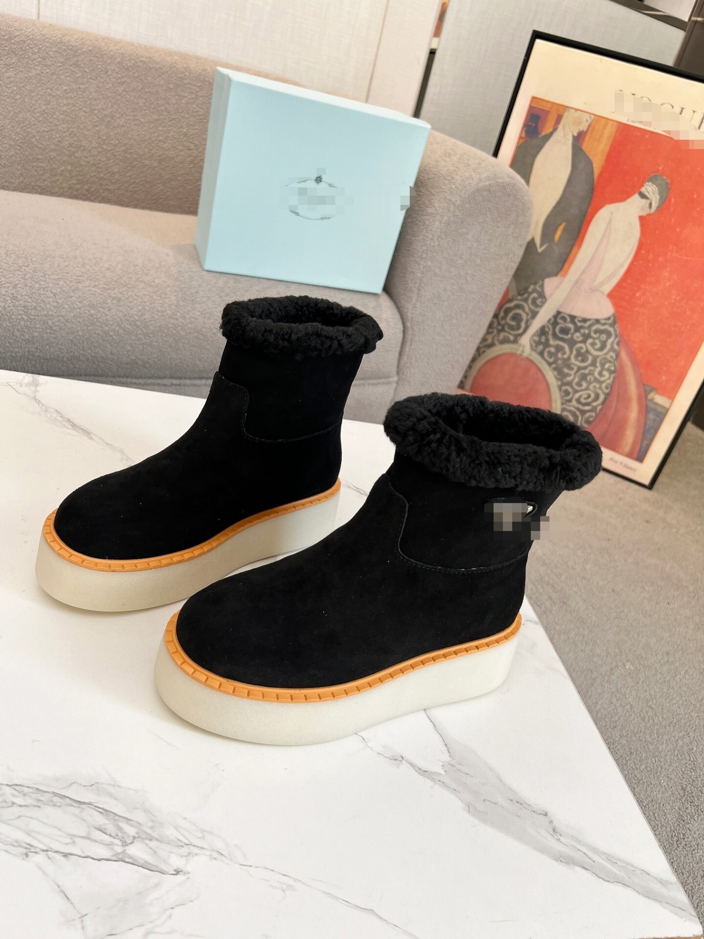 Snow Boot Designer Luxury Shoe Ladies Shearling Suede Platform Winter Ankle Warm Fur Lined Chunky Outdoor Casual Streetwear Brown Vacation Tread Rub