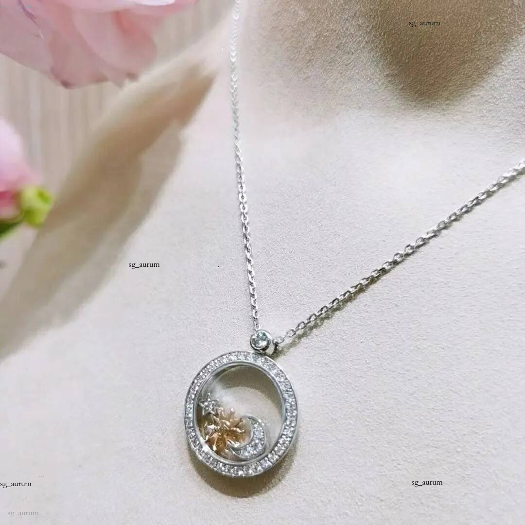 2026Designer Chopardlys Jewelry Family Necklace v Gold Plated Heart White Mother of pearl Bowknot Three diamond Sun Moon Full Star Xiao Bang Coll