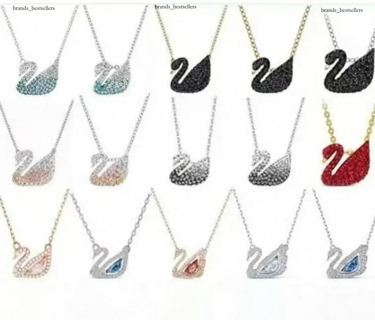 Cygne en diamant pour femmes, version haute, éléments de styliste et chaîne de clavicule en cristal, pendentif, collier en alliage, bijoux pour d