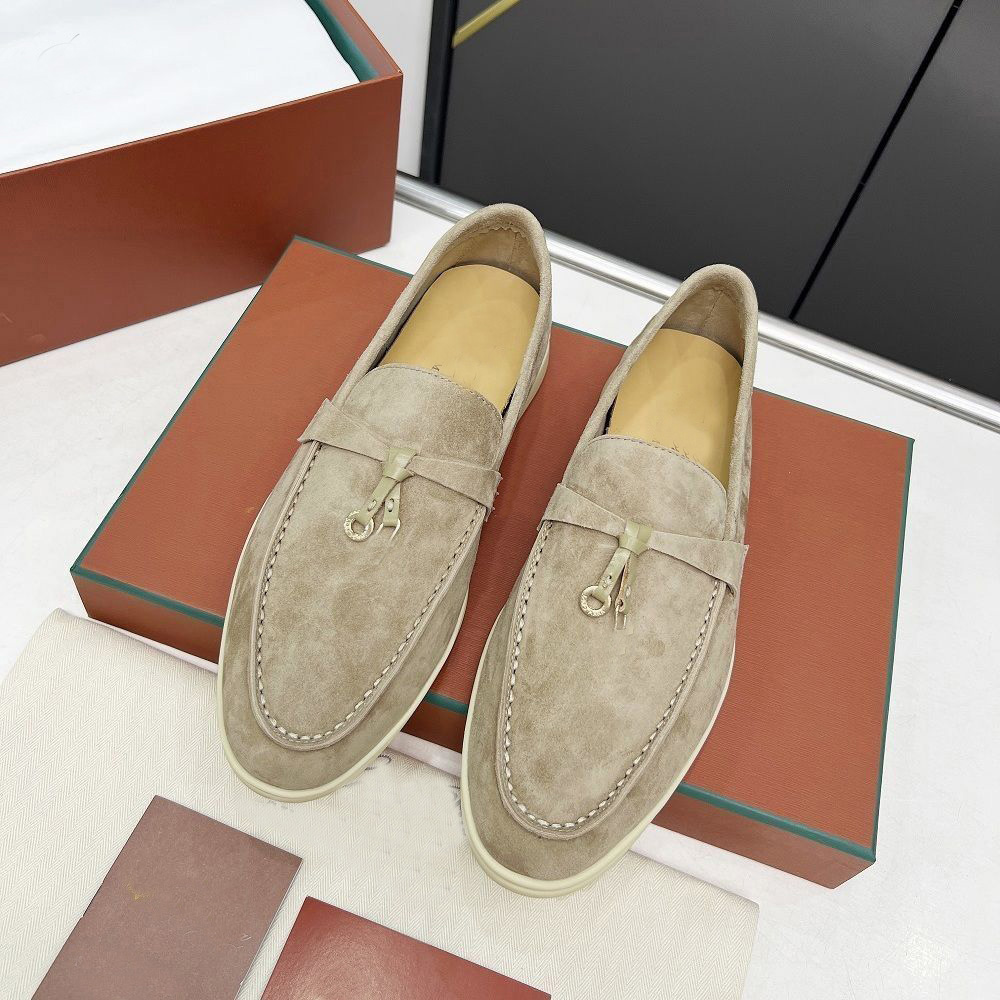 12A mirror designer shoes women men fashion versatile flat casual shoes slip-on lazy shoes high quality genuine leather decorated metal letter hardw