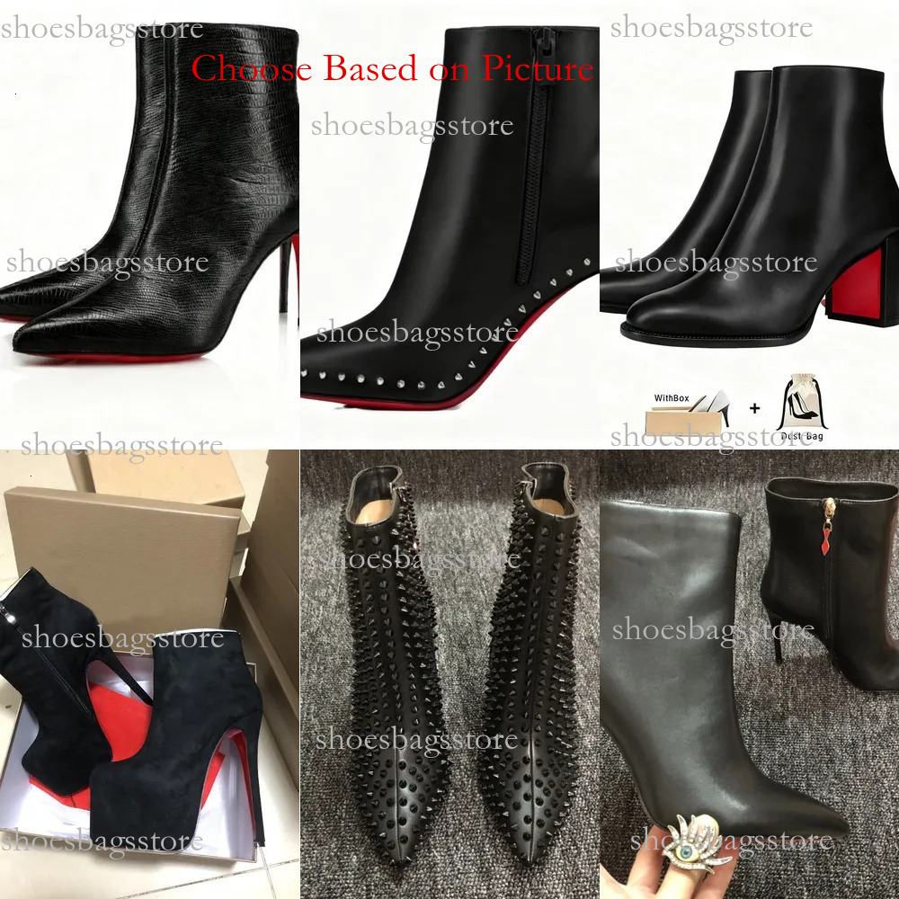 Designer Women's red bottoms Luxury Womens Boots Stiletto Heel Pointed Toe Ankle Booties Back Zipper Red Bottom Winter Fashion Party Club Night