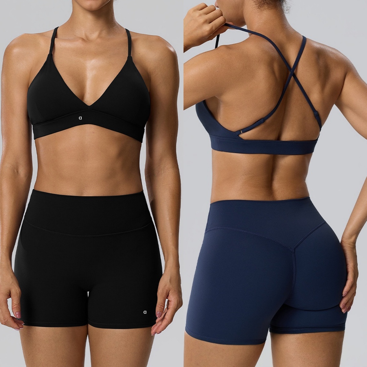 2598AO ensemble deux pièces de sport soutien-gorge de Yoga Sexy brossé Double face avec short fesses pêche short de sport femmes soutien-gorge de