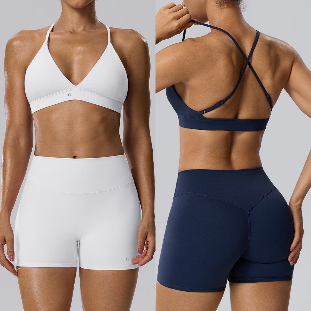 2598A ensemble de deux pièces de sport soutien-gorge de Yoga Sexy brossé Double face avec short à fesses pêche short de sport femmes soutien-gorg