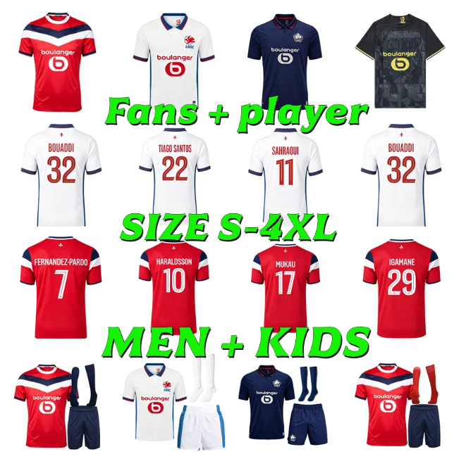 2026 2027 LOSC Lille QUATRIÈME maillot de football 26 27 GIROUD HARALDSSON IGAMANE MUKAU CNGOY BOUADDI FERNANDEZ-PARDO adulte enfant kit version