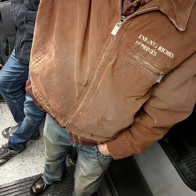 Unisex Vintage Faded Collar Zip Jacket Men Women Worn Out Streetwear Relaxed Outerwear With Chest Letter Text Print For Fall Winter Daily Street