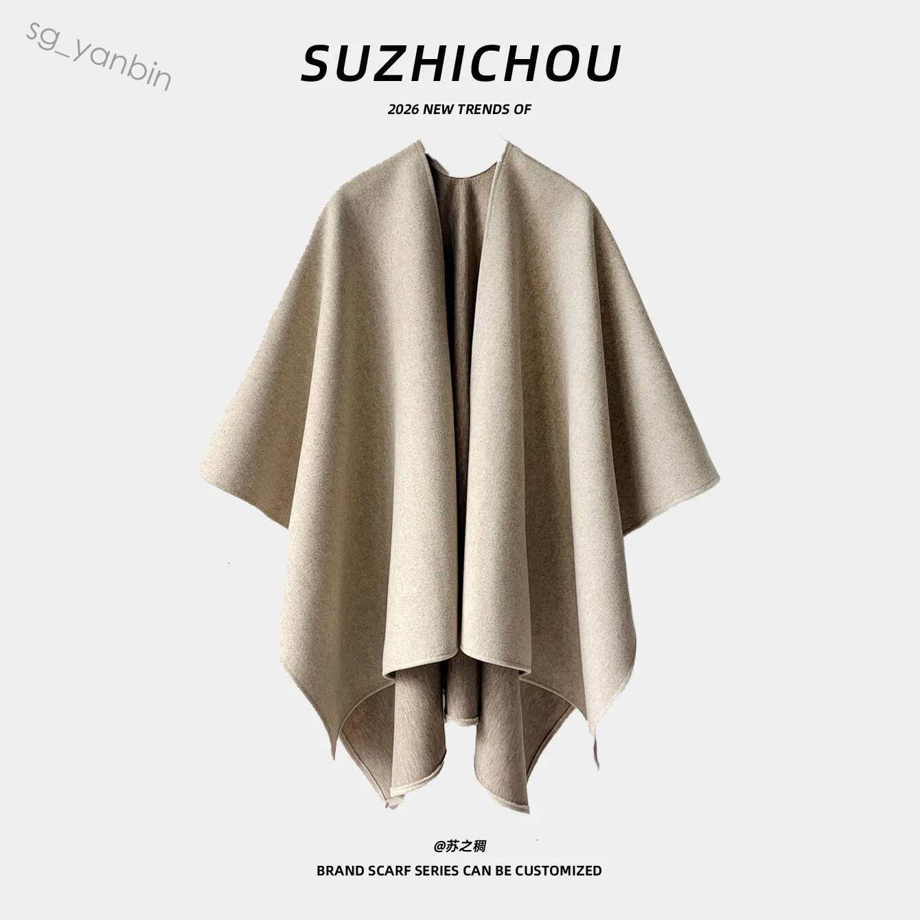 Su Zhi Soie Imitation Cachemire Style Ethnique Couleur Unie Gland Cape Pour Bureau Climatisation En Gros Écharpe Manteau Chaud Châle Chaud