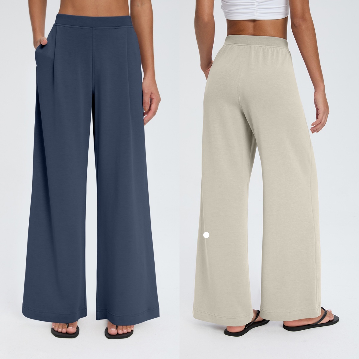 UU-L6566 Women's High Waist Pleat Modal Straight Leg Pants Air Washed Drape Sporty Trousers Modal Polyester Blend Pleated Pants Yoga Pants f