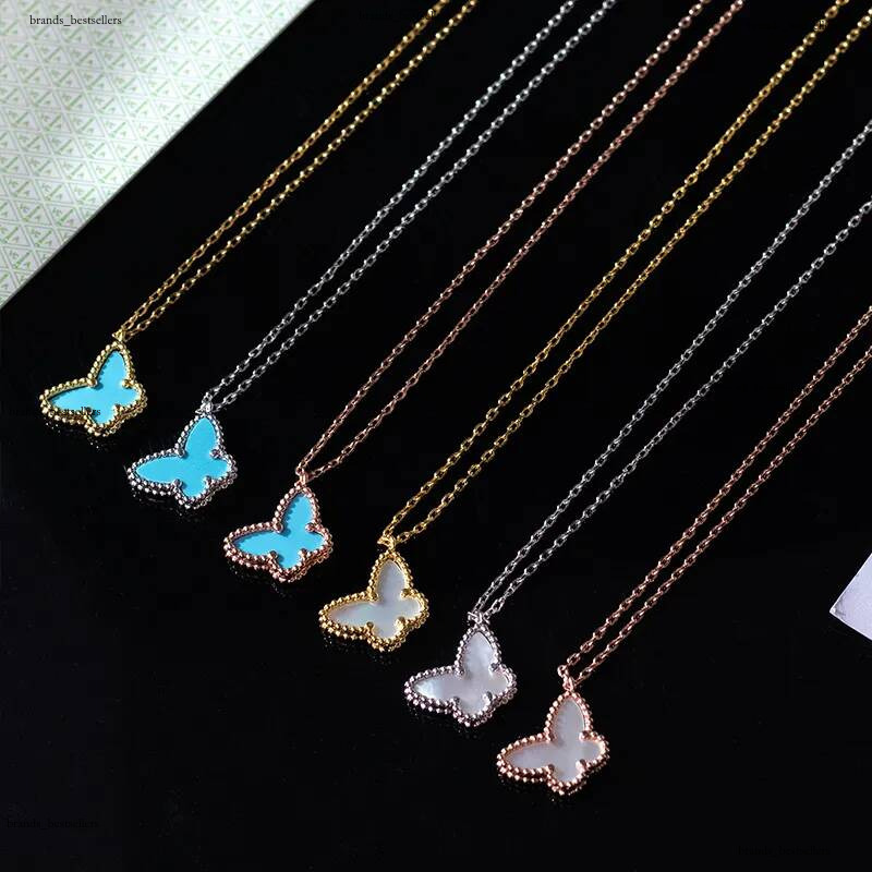 Collier de créateur de sac de haute qualité en acier inoxydable, breloque de mode trèfle papillon en or 18 carats