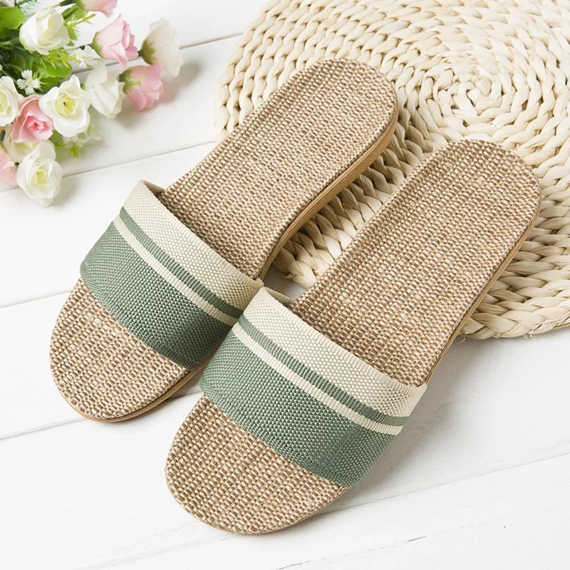 Hemp Casual Slippers Women Home Flats Spring Summer Shoes Ladies 2026 Fashion Indoor Slides Couple Lightweight 260911