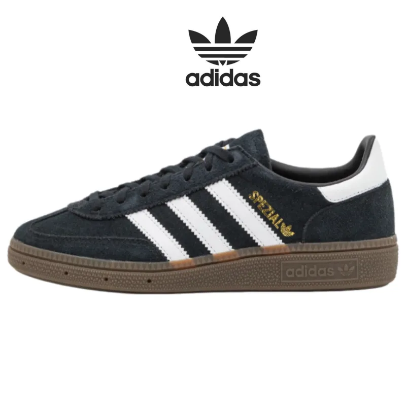 Designer shoes adidas originals HANDBALL SPEZIAL featuring calf suede, synthetic leather, rubber sole, casual low-top trainers, unisex, in black and