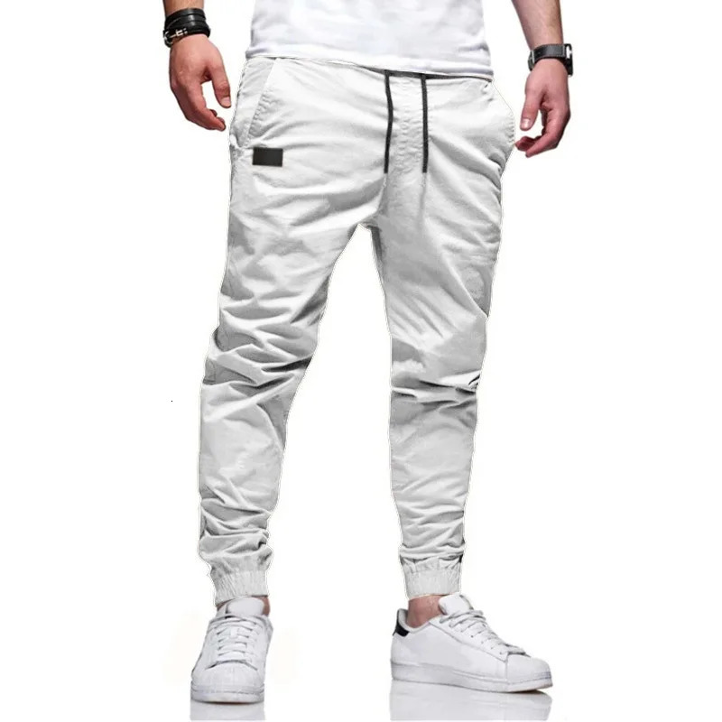 Y2K Autumn Men Solid Color Long Cargo Pants Sweatpants Mens High Quality Casual Joggers White Sports Pants ner Clothes 260911