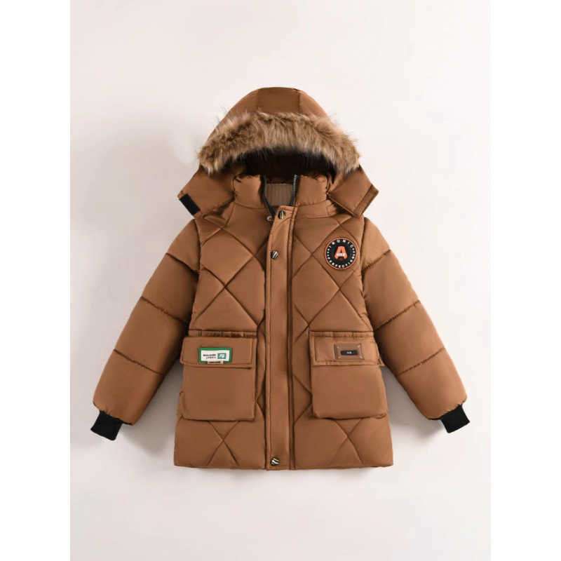 Trendy winter outerwear for boys new styles of padded jackets and cotton coats fleece-lined and thickened for extra warmth L26914