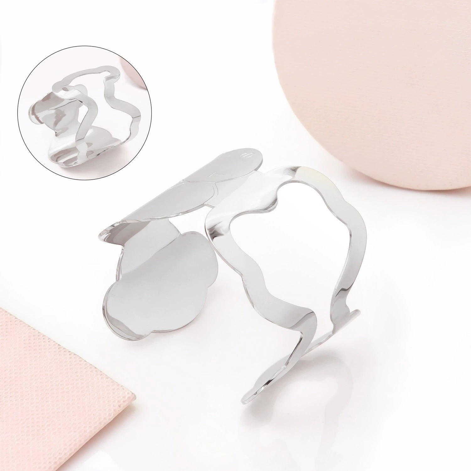 New Arrival Fashion Women Men Silver Gold Big Bear Stainless Steel Wide Hollow Animal Open Big Bangle Bracelets Jewelry Pulsera Gift