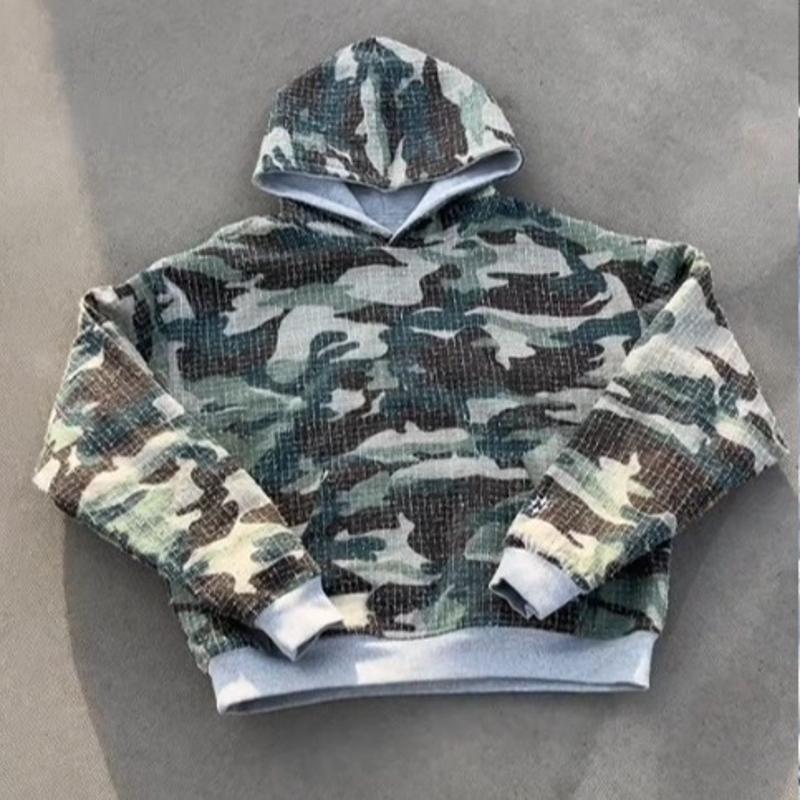 Camouflage Hoodie Men Women Loose Fit Long Sleeve Pullover Streetwear Vintage American Style Spring Sweatshirt Turtleneck hooded sweater
