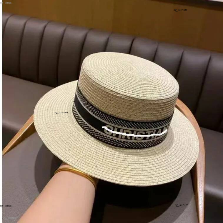 Woman Straw Bucket Hat Designer Cap Fitted Flat Beach Hats Women Caps Embroidery Style Summer TOP