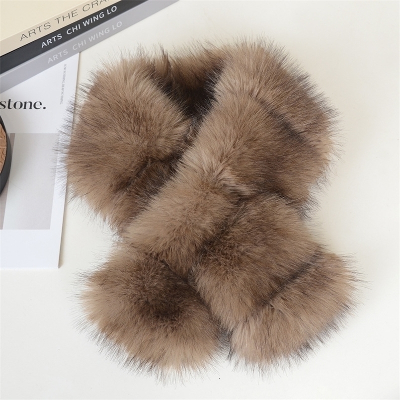 Winter Faux Sable Fur Scarf DoubleSided Cross Neck Warmer Versatile Plush Collar Soft Warm Guard for Women Daily Wear 260831