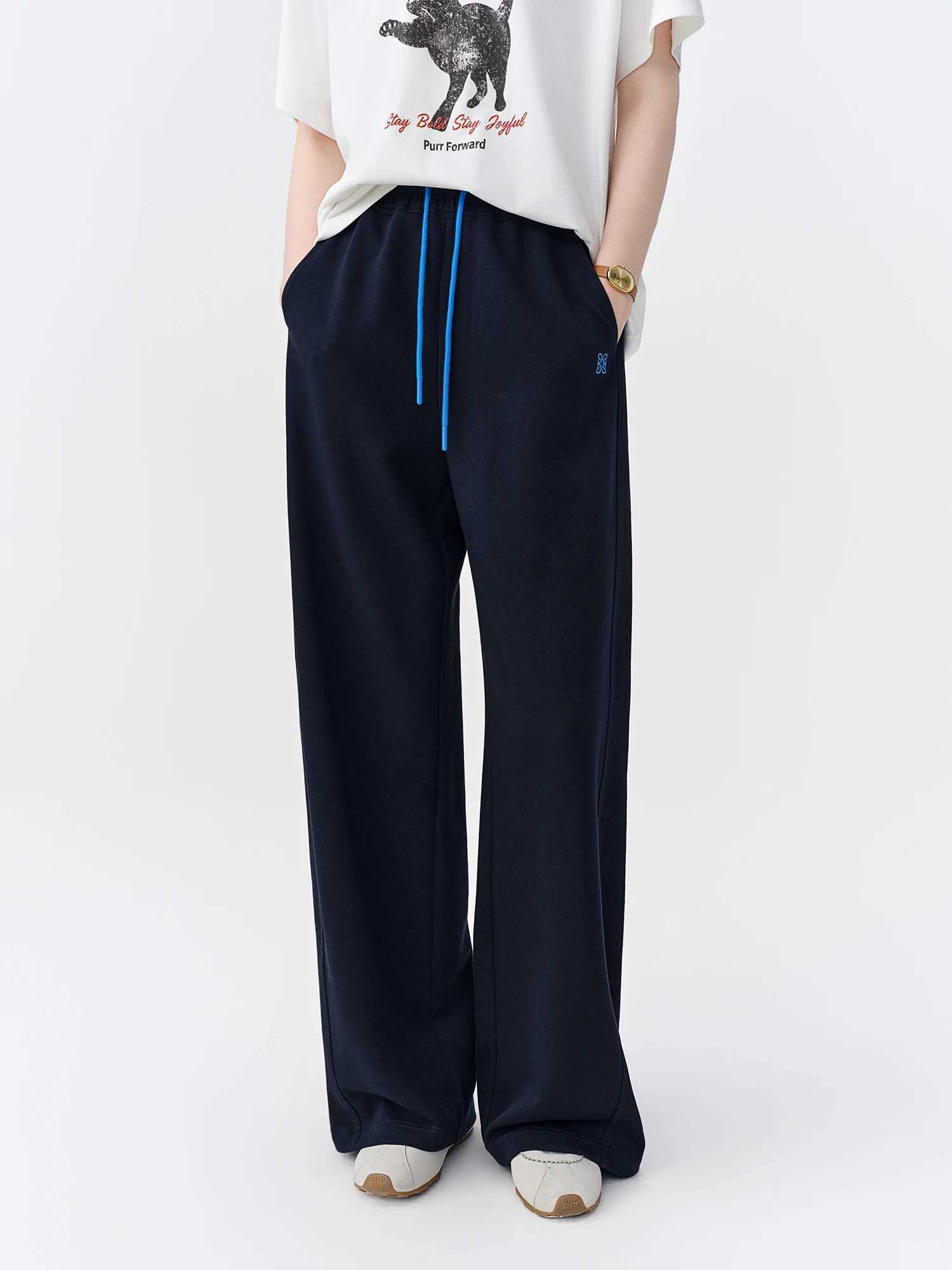 women's pants Color-Block Autumn New Women's DUSHU 2026 Drawstring Wide-Leg Pants Slimming Straight-Leg Trousers Available in Multiple Siz