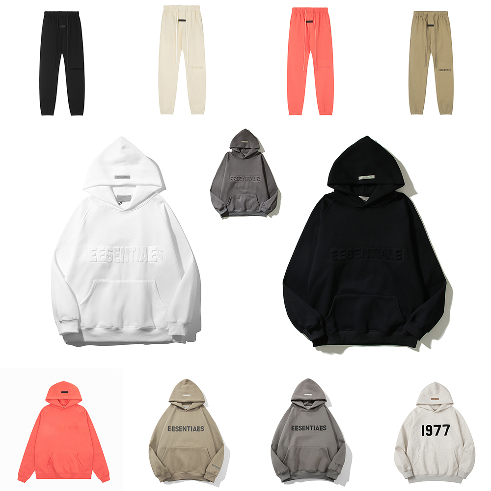 esentialsas survêtement Sweat à capuche pour hommes 3D Silicon Letters Essential Designer Hoody High Street Y2K Wear Unisexe Streetwear Hip Hop S