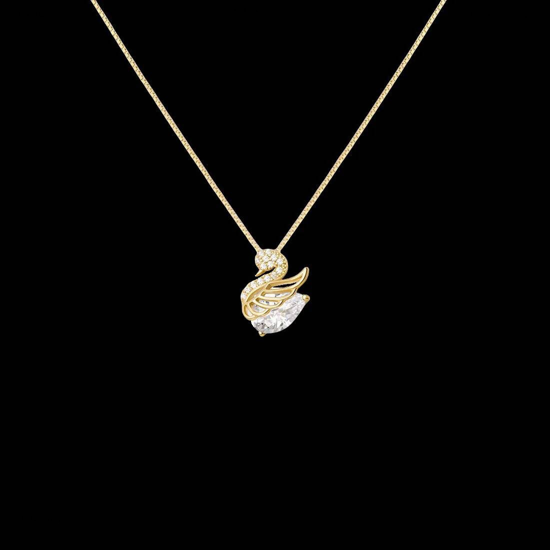 Collier pendentif cygne incrusté de cristal doré élégant cadeau quotidien et occasions spéciales pour elle bijoux de mode de haute qualité