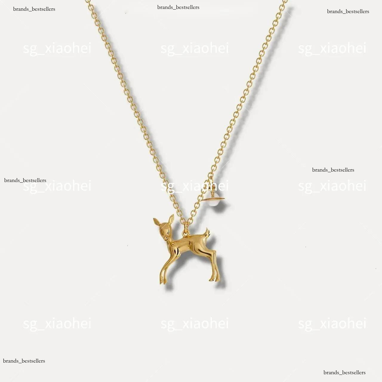 Colliers vivienneliesVivienme Dowagers Deer Pendant Saturn Collier niche haut de gamme simple polyvalent punk clavicule chaîne westwoods O6TZAAA+