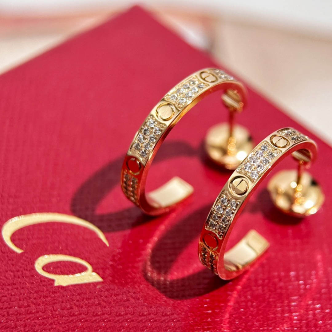 Designer brand love earrings screw diamond hoops studs stainless steel stary sky high quality gold silver earrings classic jewelry for women fashion
