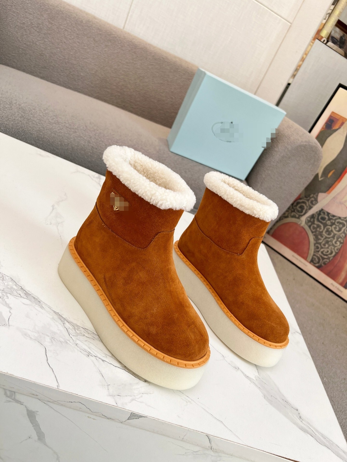 Fur Lined Boots Designer Luxury Shoe Women Suede Platform Snow Winter Ankle Warm Chunky Short Outdoor Casual Walking Camel Holiday Nonslip Streetwea