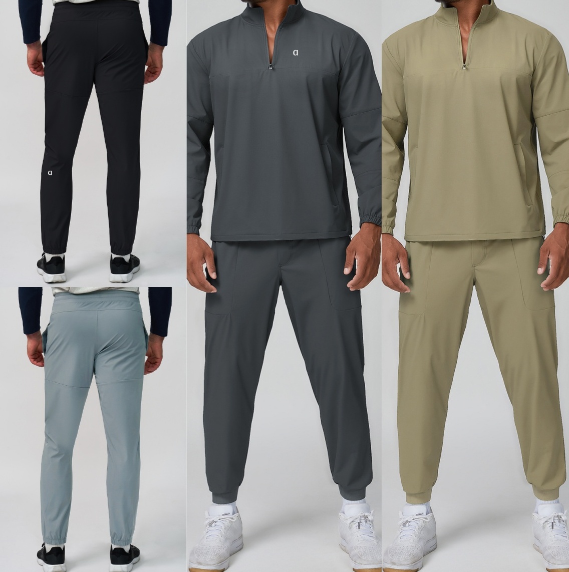 1242AO Pantalon de sport décontracté à col vertical pour homme avec fermeture éclair confortable et respirant à manches longues pour l'extérieur