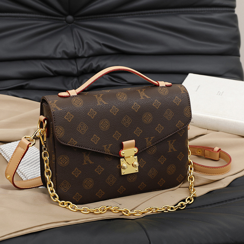 designer bag 2026 New Light Luxury Monogram Messenger Bag for Women, Vintage Chain Shoulder Crossbody Purse, Trendy Commuter Small Square Bag Free S