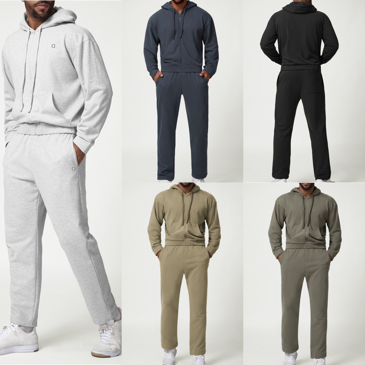 2924A Cardigan à fermeture éclair argenté 3D pour hommes, veste à capuche, sport, loisirs, trajet domicile-travail, sweat à capuche, pantalon de