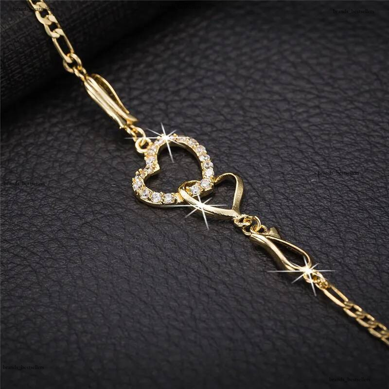 Light Style Anklets Designer Luxury Anklet Double Hearts For Women Foot Ankle Chain Jewelry Beach Copper Plated Silver Festival Gift