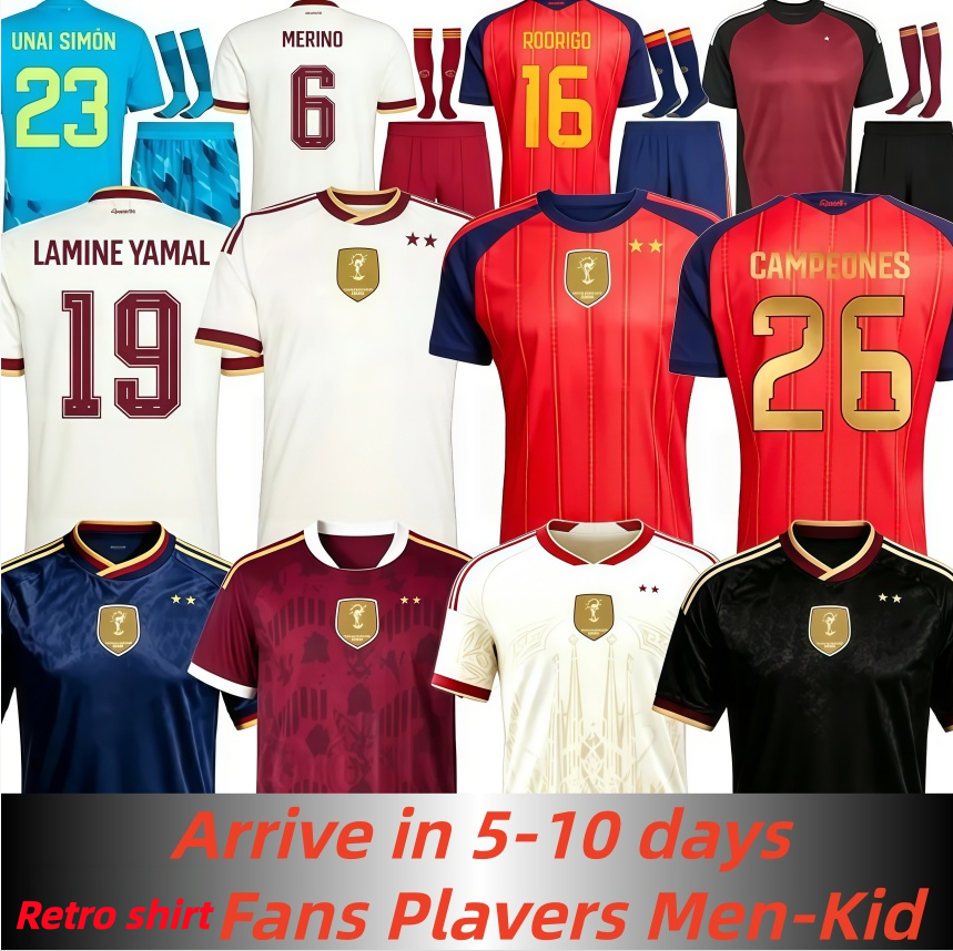 2 stars Spain 2026 Espana National Team Soccer Jersey + Shorts + Socks football jersey Full Kit, Men's Breathable Football Uniform, Replica Tra