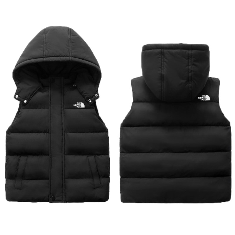 Designer Kids Hood Down Vest Lightweight Packable Puffer Vest Horizontal Quilted Channels Full Zip Front Unisex 110-160