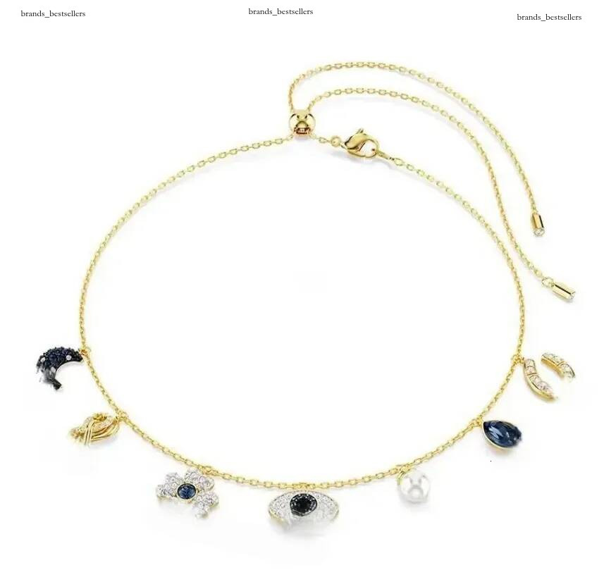 Ternish Free Evil Blue Eye Love Heart Pendentif Collier Charme Or 18 Carats Rempli En Acier Inoxydable Designer Bijoux Colliers pour Femme Mode F