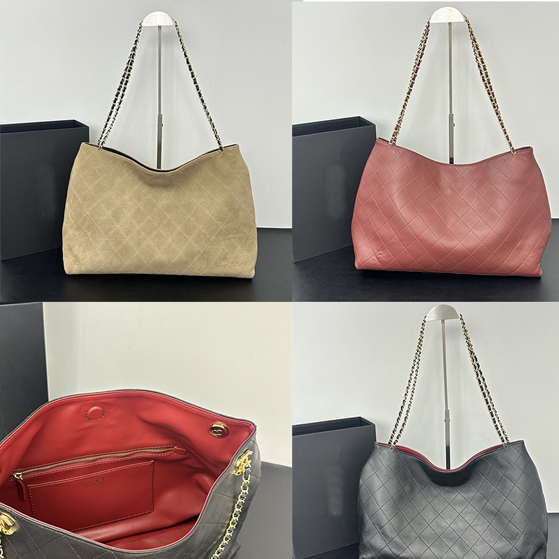 Femmes kaki matelassé en daim sac fourre-tout marron Vintage grande capacité chaîne sac à bandoulière de haute qualité noir en cuir véritable lux
