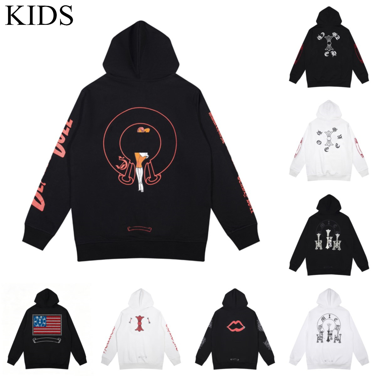 boys designer clothes chrome hoodie cotton sanskrit cross Letter graphic print girls ch hip-hop pullover sweatshirt coat Unisex casual long Sleeve T