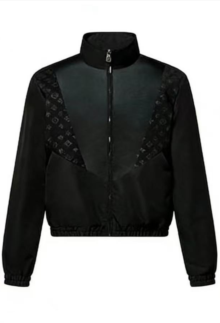 25SS Designer Retro Splicing Sheepskin Leather Splicing Luxury Leather Jacket Men's Jacket, Printed Splicing Jacket