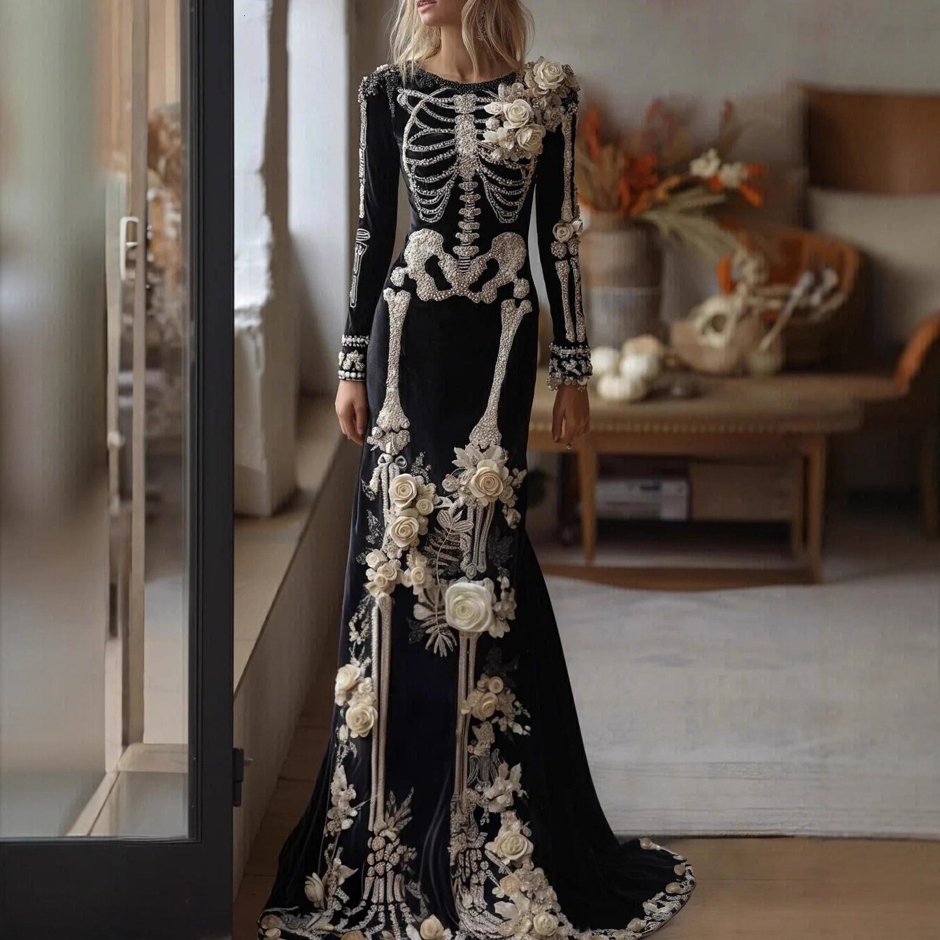Halloween Costumes For Women Skeleton Costume Deron Polyester Women 2026 3D Digital Printing Effect Badass Female Halloween Costumes Halloween Dress