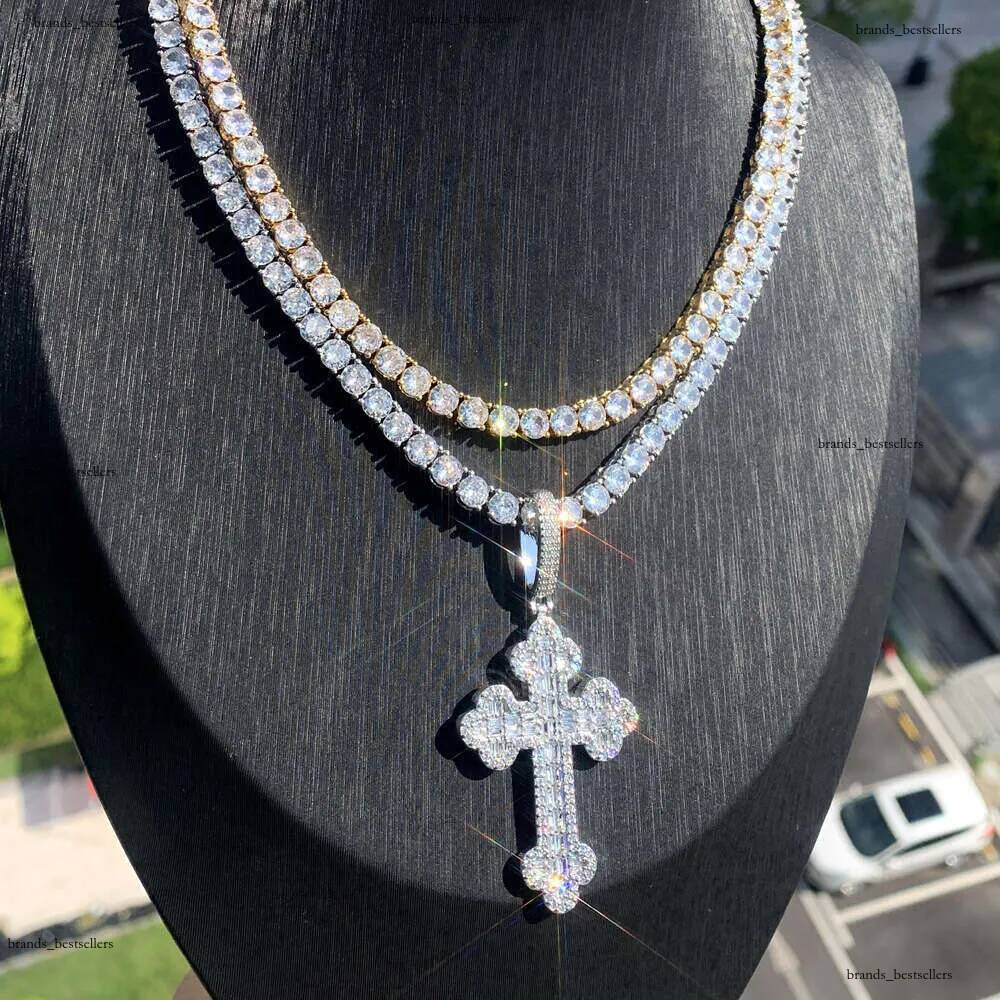 Collier avec pendentif en forme de croix de nuage incrusté de diamants, chaîne de Tennis hip-hop européenne et américaine, tendance, nouveau Styl