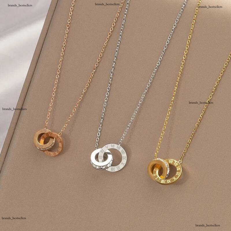 Brand Designer Jewelry Steel Non Fading Roman Letter Necklace For Women Light Luxury Niche Design High End Interlocking Zircon Clavicle Chain