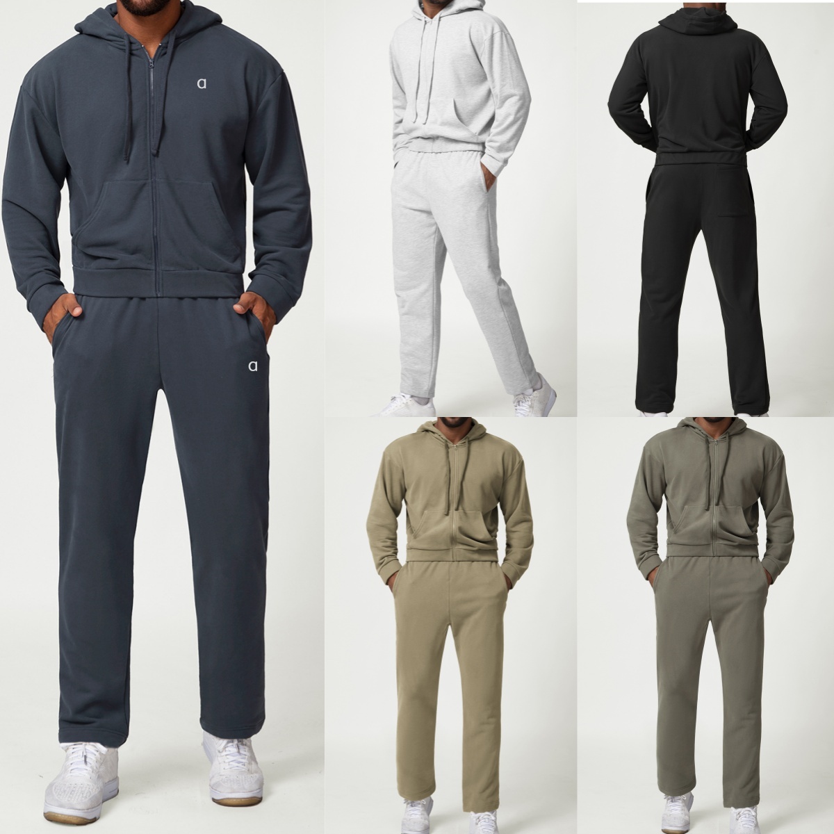 2924A Mode Homme 3D Argent Sports Loisirs Maison Trajets Fitness Sweats à Capuche Cardigan à Fermeture éclair Veste à Capuche Loisirs Pantalons d
