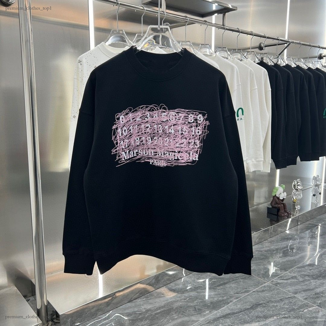 Masons Margel Black Hoodie Chest Number Matrix Print Circle Logo Paris Tag Retro Deconstructed Casual Mm6 Sweatshirt Oversized Cotton Top Vintage Lo